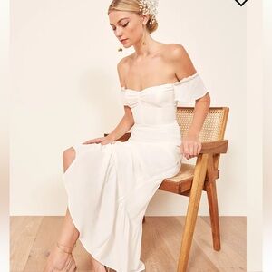 Reformation Off-Shoulder White Wedding Dress